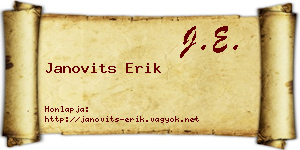 Janovits Erik névjegykártya